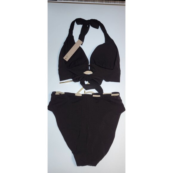 Robin Piccone Bikini Swim Top M Color Black Bottom High Rise Solid Sz M#19 - Picture 6 of 10